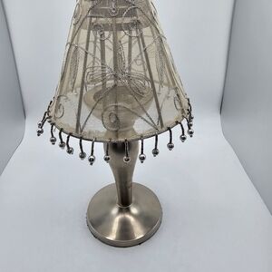 Elegant Silver Table Lamp with Beaded Shade
